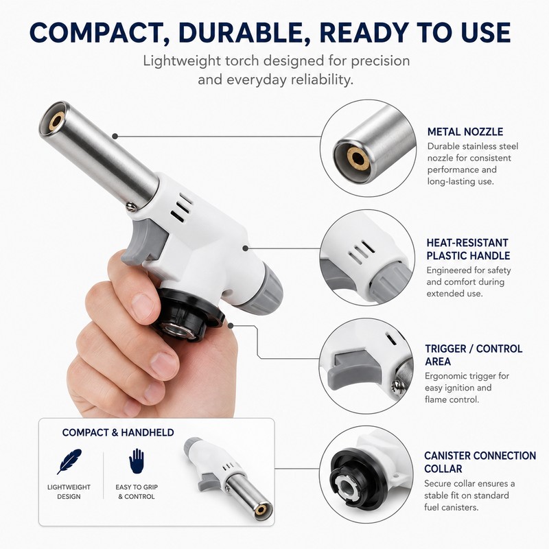 Portable Gas Torch for BBQ & Camping – Adjustable Flame