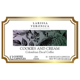 Cookies and Cream Colombian Decaf Coffee (Single Serve K-Cup Pods) (Gourmet, Naturally Flavored, Whole Coffee Beans) (12 pods, ZIN: 572332) - 2 Pack
