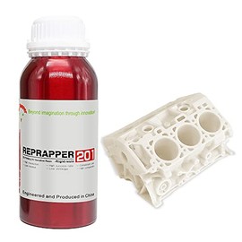 RepRapper 201 ABS-Like 3D Printer Resin Fast UV-Curing Sensitive Resin 405nm Standard Photopolymer Resin with Non-Brittle High Precision and Low Shrinkage for LCD 3D Printing White Liquid 1000g