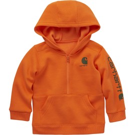 Carhartt Boys' Long-Sleeve Half-Zip Hooded Sweatshirt, Exotic Orange, 24 Months