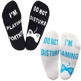 RichMoho Do Not Disturb I'm Gaming Funny Cotton Loop Socks Great Gift For Gamers 2 Pairs