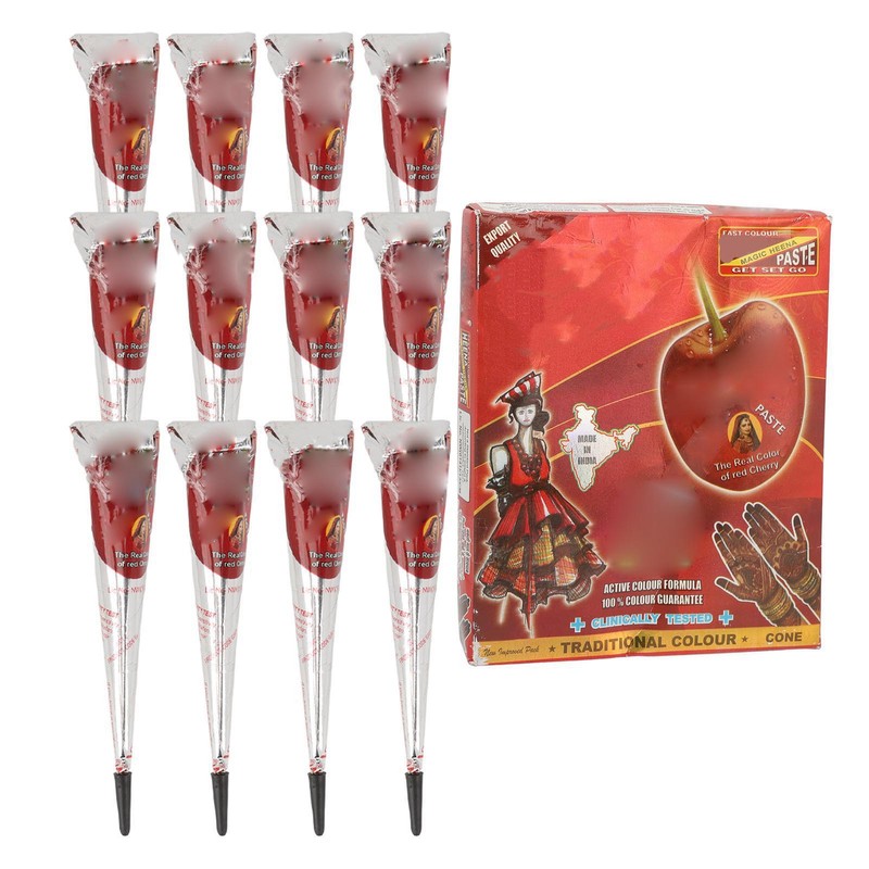 12pcs 25g Temporary Tattoo Paste Cone Shaped Lasting 5 to