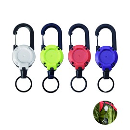 LINTRA Pack of 4 Retractable Keychains, Anti-Lost Keychain with Drawstring, 4 Colours, Extendable Lanyard with 64 cm Length, Suitable for Fishing, Travel, Mountaineering, White, bright green, purple