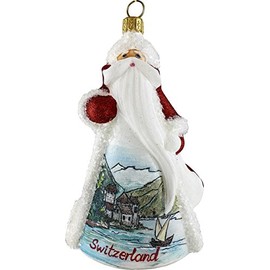Joy To The World Glitterazzi Switzerland Swiss Santa Polish Glass Christmas Ornament Decoration