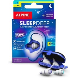 Alpine SleepDeep Tapones de Oídos para Dormir. Tapones de Dormir Ovalados 3D con Gel Supresor de Ruido. Filtros Suaves para Dormir de Lado. Reducen el Sonido de los Ronquidos. 2 Par Reutilizable