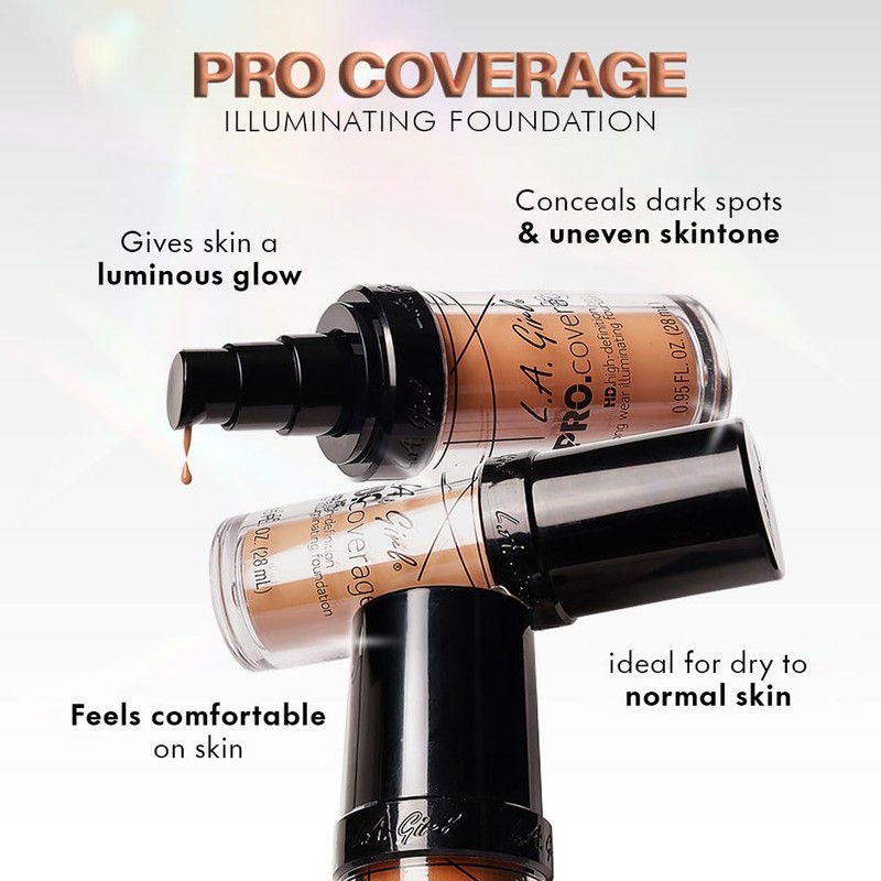 L.A. Girl Pro Coverage Liquid Foundation, White, 0.95 Fl Oz