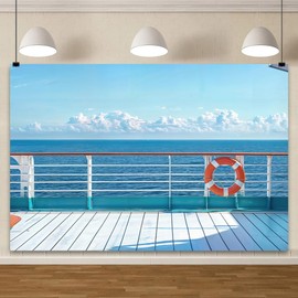Cruise Ship Theme Party Backdrops for Photoshoot, Nautical Cruise Birthday Party Picture Decorations Wall Backdrop for Photography Decor Banner, Photographic Studio Photo Backgrounds 7X5 FT