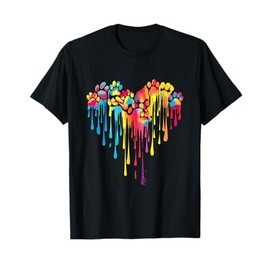 colorful paw print heart pet animal love T-Shirt