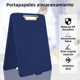 LEIDSANY Tabla portapapeles, portapapeles con almacenamiento, almacenamiento para 100 hojas de papel A4 y bolígrafos, material duro, Ideal para recoger y transportar amplia gama de documentos(Azul)