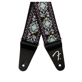 Fender Pasadena Woven Guitar Strap, Guitar Accessories, with 1-Year Warranty, Adjustable Length from 34" to 59", Leather Ends, 2in, Yellow Snowflake