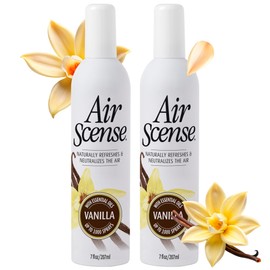 Air Scense Air Freshener Deodorizer Room Spray for Bathroom & Home, Essential Oils, Natural Vanilla- 7 fl oz (2-Pack)
