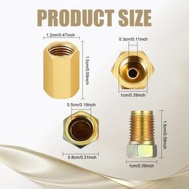 PACLVIO 12Pcs 3/8 Inch-24 Threads Brake Line Fittings Assortment for 3/16' Brake Line Tube, Automotive Replacement Brake Fittings, Brake Line Fitting Kit Includes 4PCS Brake Line Unions and 8PCS Nuts