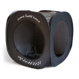 Feline Ruff Home Sweet Home Pop Up Cat Cube. A Collapsible Indoor Cat House. Covered Pet Bed Hideaway Cave for Dogs and Other Pets Too