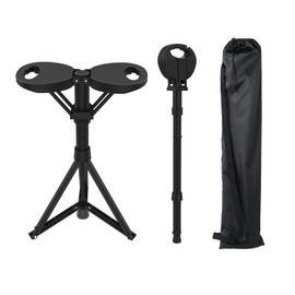 VIVETERA Folding Cane with Seat Lightweight 3.5lbs Aluminum Alloy&PP, Triple Leg Stable Design 330lbs, Portable Walking Stick Stool for Hiking/Travel/Elderly, Includes Storage Bag