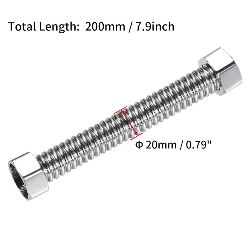 sourcing map Corrugated Pipe Stainless Steel Water Pipe G3/4 Internal