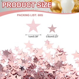 PATIKIL 60g Star Confetti, 0.2/0.4 Inch Glitter Star Table Confetti Twinkle Metallic Foil Stars Sequin Sprinkles for Party Christmas Decoration DIY Birthday Wedding, Rose Gold