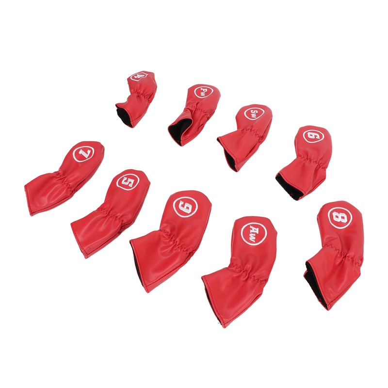 9Pcs Golf Iron Head Covers PU Waterproof Golf Club Headcovers