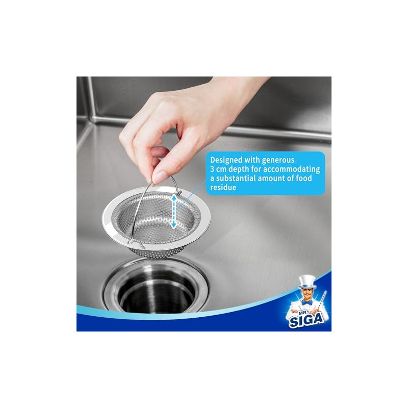 MR.SIGA Kitchen Sink Strainer, Stainless Steel Sink Drain Strainer, Dishwasher