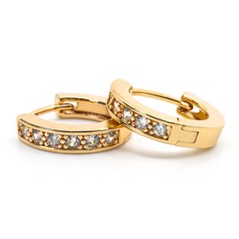 Luxfancy 2 Set de Aretes bañados en Oro Amarillo y Oro Rosa con piedras de Zirconia