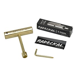 RADECKAL Compact Pocket Skate Tool- T Tool All in One Skate Tool for Skateboards, Longboards, Mini Skateboards, and Cruisers- Collapses to a Compact Size to Fit in Your Pocket (Gold)