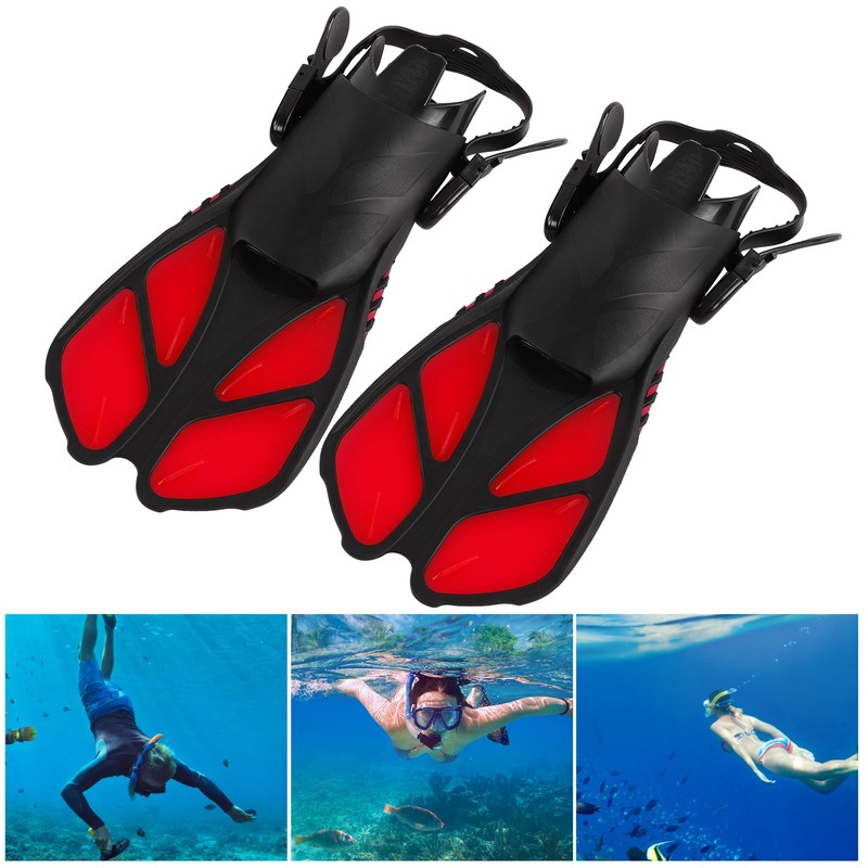 1 Pair Adjustable Swim Fins Soft TPR Open Heel Long