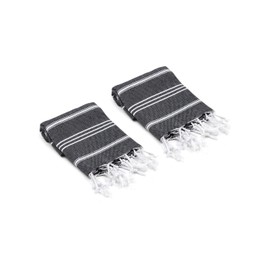 Olive&Linen Bodrum Turkish Hand/Kitchen Towel Set of 2 (Black)