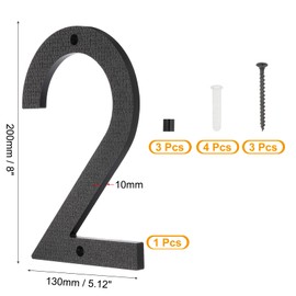 PATIKIL 8 Inch House Numbers, House Address Numbers Sign Large Floating Modern Home Number with Screws for Outside Door Wall Street, Black, 2