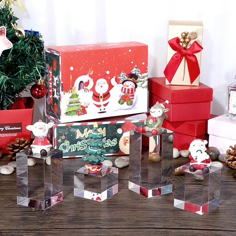 BTSKY 4 PCS Clear Polished Acrylic Cube Acrylic Square Display