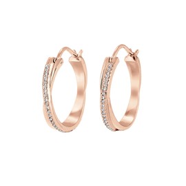 Elli Women's Hoop Earrings Intertwined with Crystals, Facet cut, Crystal