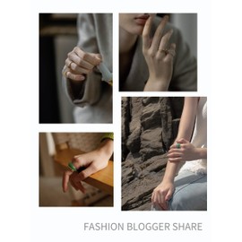 S.Leaf Sterling Silver Petite Pinky Ring Dome Agate Chunky Rings Puffy Gold Rings for Women Stackable Rings for Women(white, 7)