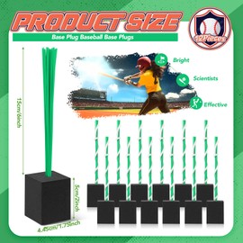 Shappy 12 Pieces Base Plug with Tassel Baseball Base Plugs Anchor Baseball Field Heavy Duty Anchor Plugs with Tassel for Baseball Field Drill Softball Bases Accessories (Green)