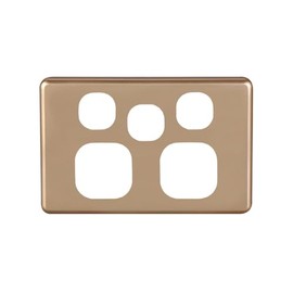 4C | Classic Double Power Point with Extra Switch Polycarbonate Cover Plate - Gold Colour