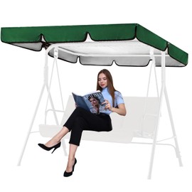 Garden Swing Canopy Replacement,3 Seater Swing Chair Canopy Replacement Waterproof Windproof Anti-UV Garden Swing Seat Canopy Cover Heavy Duty Rip Proof Hammock Cover Top (Green)