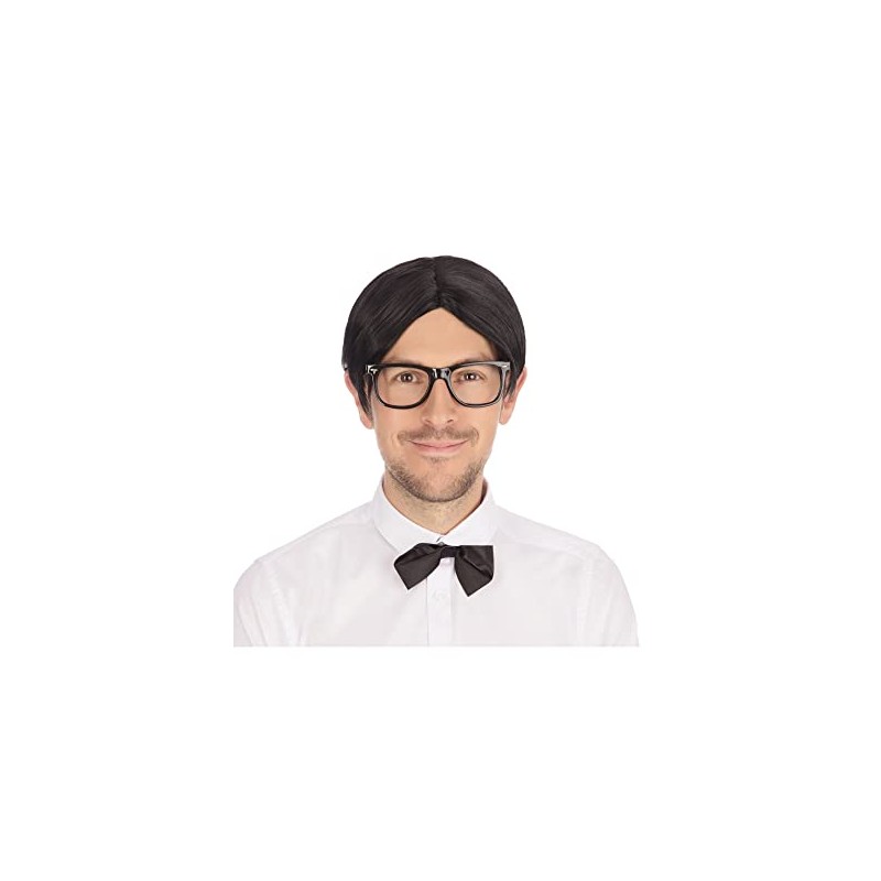 Mens Black Nerd Wig, Pack of 1 - Stylish Design,