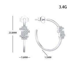 Starchenie Women Earrings,925 Sterling Silver Hoop Huggie Hinged Earrings with 3A Cubic Zirconia with White Gold Plated Jewelry Gift for Women