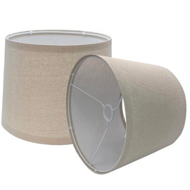 Uno Lamp Shades Set of 2, Drum Lamp Shade 9" Top x 10" Bottom x 7.5" High, Barrel Small Replacement Lampshade (Uno Fitter), Fabric Linen Lampshades Table lamp Shades, Assembly Required,2 Pack(Beige)