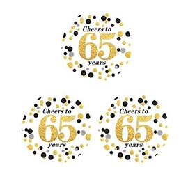 50 Count 2" Round Cheers to 65 Years - 65th Birthday Party Favor Stickers 65th Birthday or Anniversary Stickers