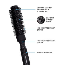 Gamma+ Professionelle Thermo-Haarbürste aus Turmalin-Keramik, rutschfester Griff, leicht, Durchmesser (33 mm)