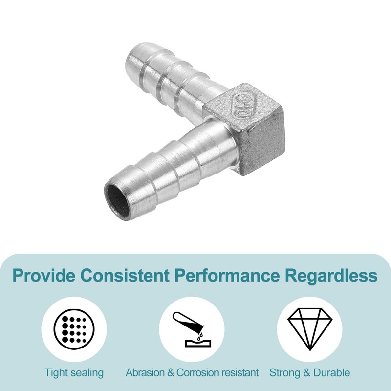 sourcing map 10mm Hose Barb 90 Degree Pipe Fitting, 304