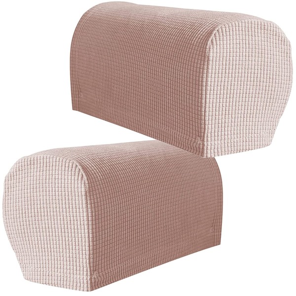 XIEHUZA Arm Rest Covers, Stretch Armchair Couch Armrest Chair Covers for Furniture Protector, Anti-Slip Sofa Chair Arm Caps Spandex Polyester Slipcovers, Set of 2, Camel