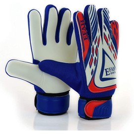 EFAH SPORTS Football Goalkeeper Gloves For Boys kids children adult Soccer Goalie Gloves with Super Grip Palms (Blue/White, Size 7 suitable for size S-M adult, Ambidextrous)
