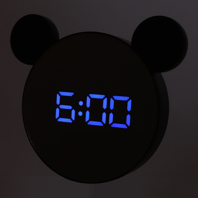Mirror Alarm Clock 2 Level Brightness Adjustment Ear Design LED