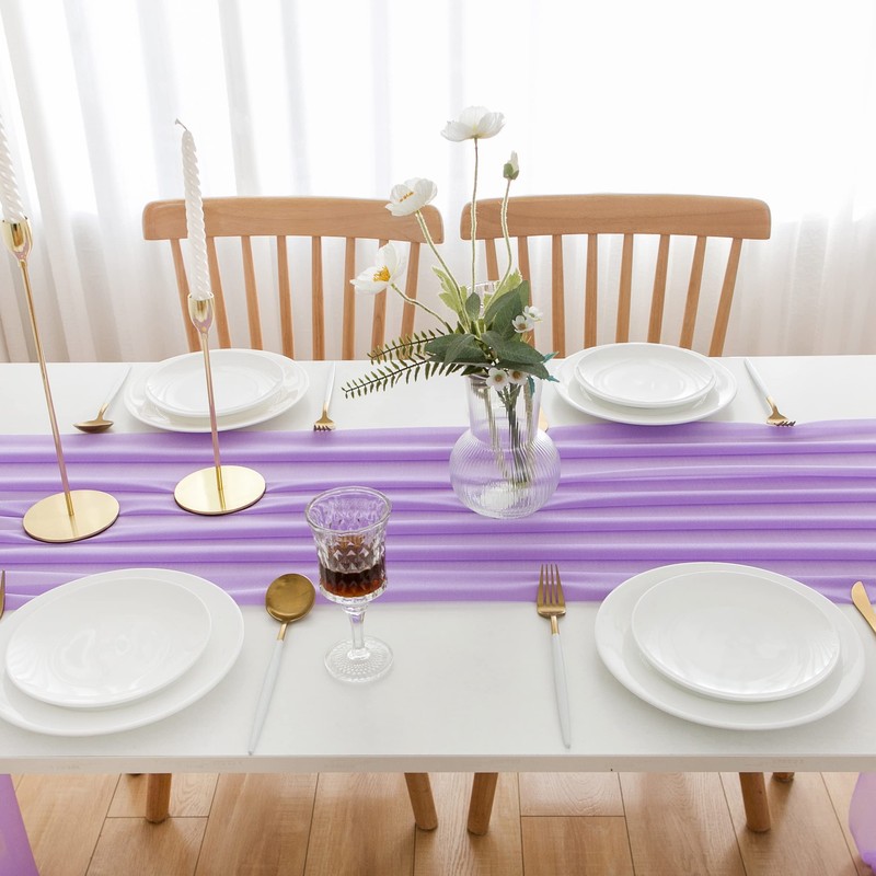 AOKSUNOVA Sheer Chiffon Table Runner for Rustic Boho Wedding Party