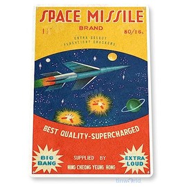 Tinworld Tin Sign: Space Missile Firecrackers Fireworks Stand Booth 4th July Independence Day New Years Metal Sign Decor C559