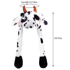 Hat with Movable Ears, Rabbit Ears Hat Plush, Rabbit Hat with Wiggle Ears, Movable Ear Rabbit Hat, Cosplay, Holiday, Christmas, Carnival Party Gift for Adults, Children (Ox)