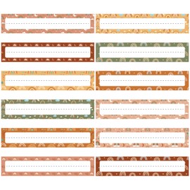 72 Pcs Classroom Desk Name Plate Tags Colorful Nameplates Confetti Labels with 200 Pcs Point Dots for Kids Kindergarten Preschool Students Teachers School Supply Bulletin Board (Bohemian Style)