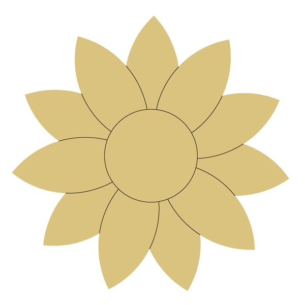 Sunflower Design by Lines Cutout Unfinished Wood Nature Summer Party