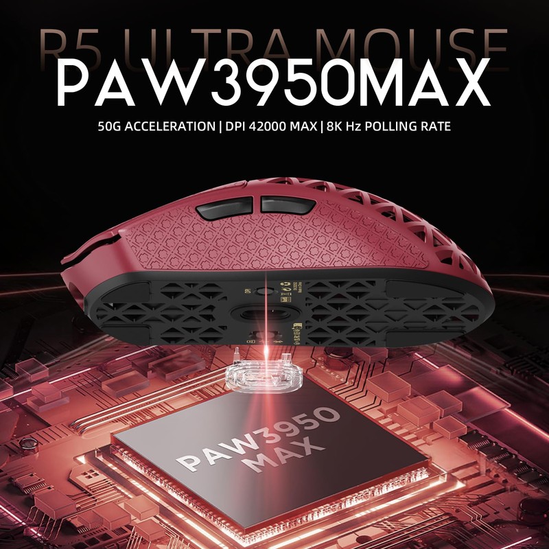 ATTACK SHARK R5 Ultra Wired Gaming Mouse 39g Ultra-Light,Carbon Fiber