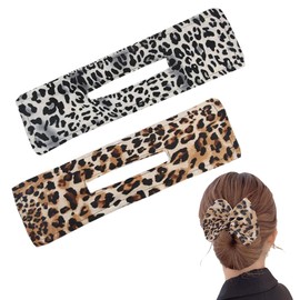 2 Stück Magischer Haarknoten, Dutt Maker, Duttkissen, Haarknotenmacher Haarknoten Maker Flexible Donut Brötchen Bun Maker Haarschmuck Praktisches Design und Langlebig (Leopard)