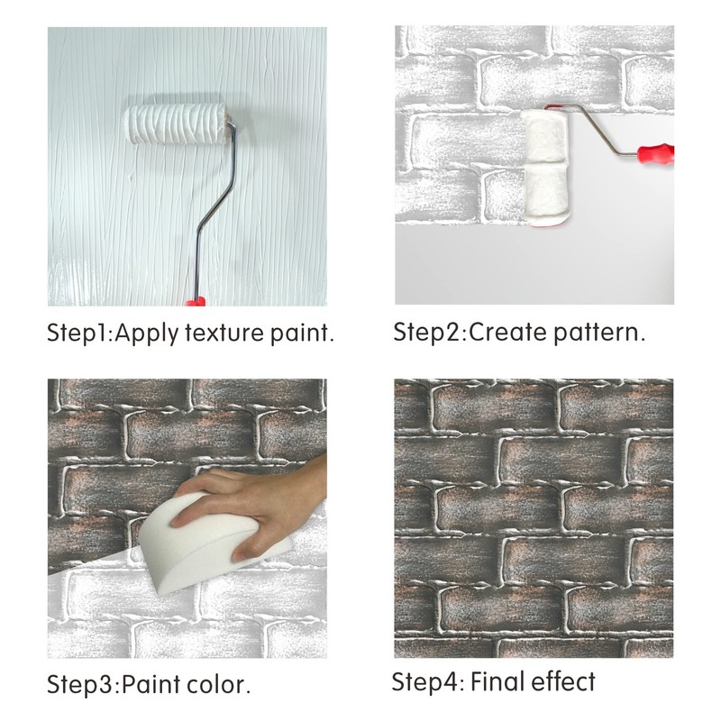 Nichiyo 8'' Patterned Paint Roller for Wall Decoration Classic Brick